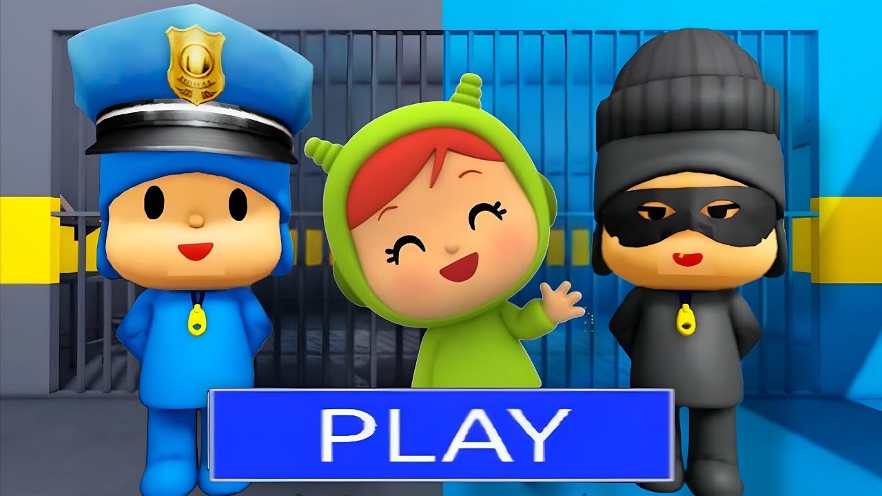 POCOYO POLICE VS POCOYO THIEF PRISON RUN! (OBBY) - Nina Escapes the Chaos! | Goat Gaming