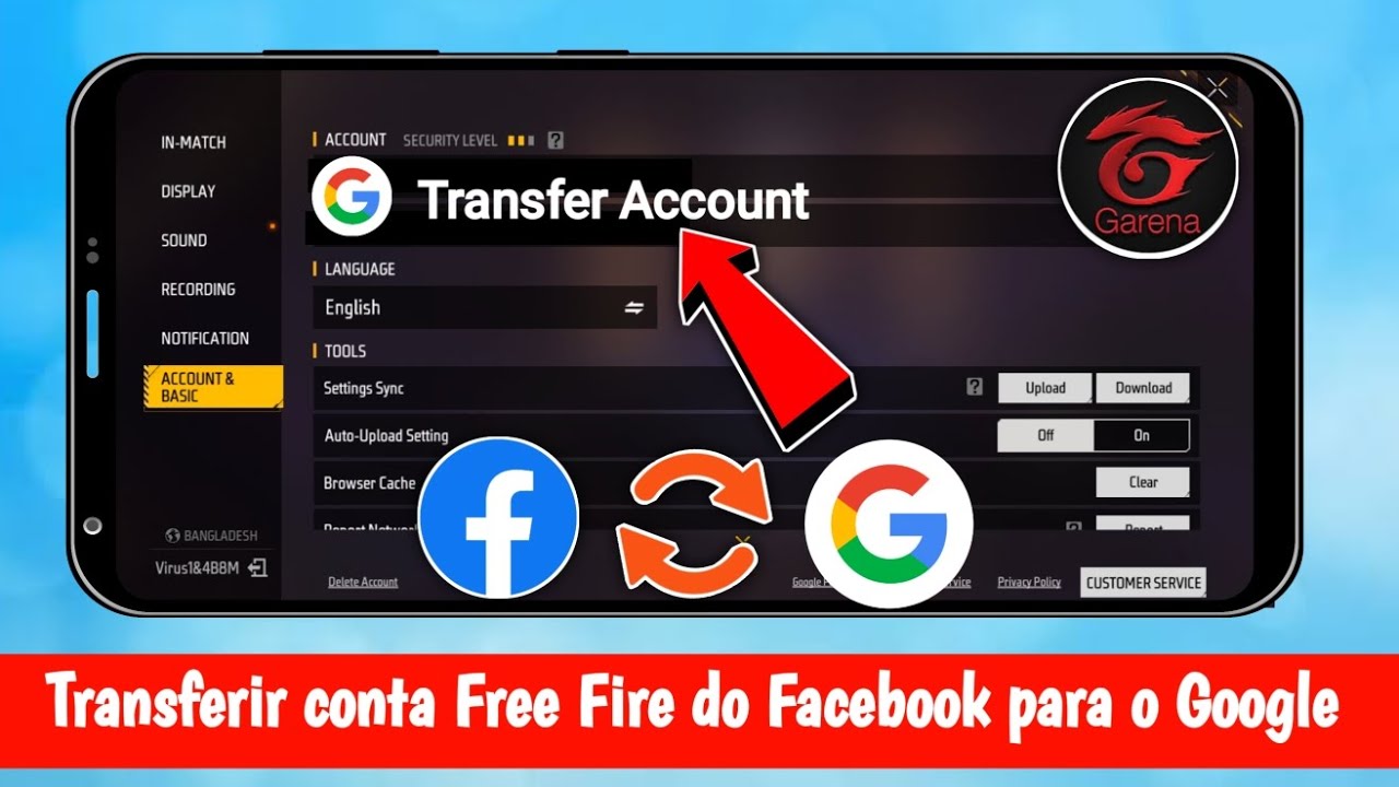 Transferência de Conta do Free Fire do Facebook para o Google | Alteração de Conta Free Fire