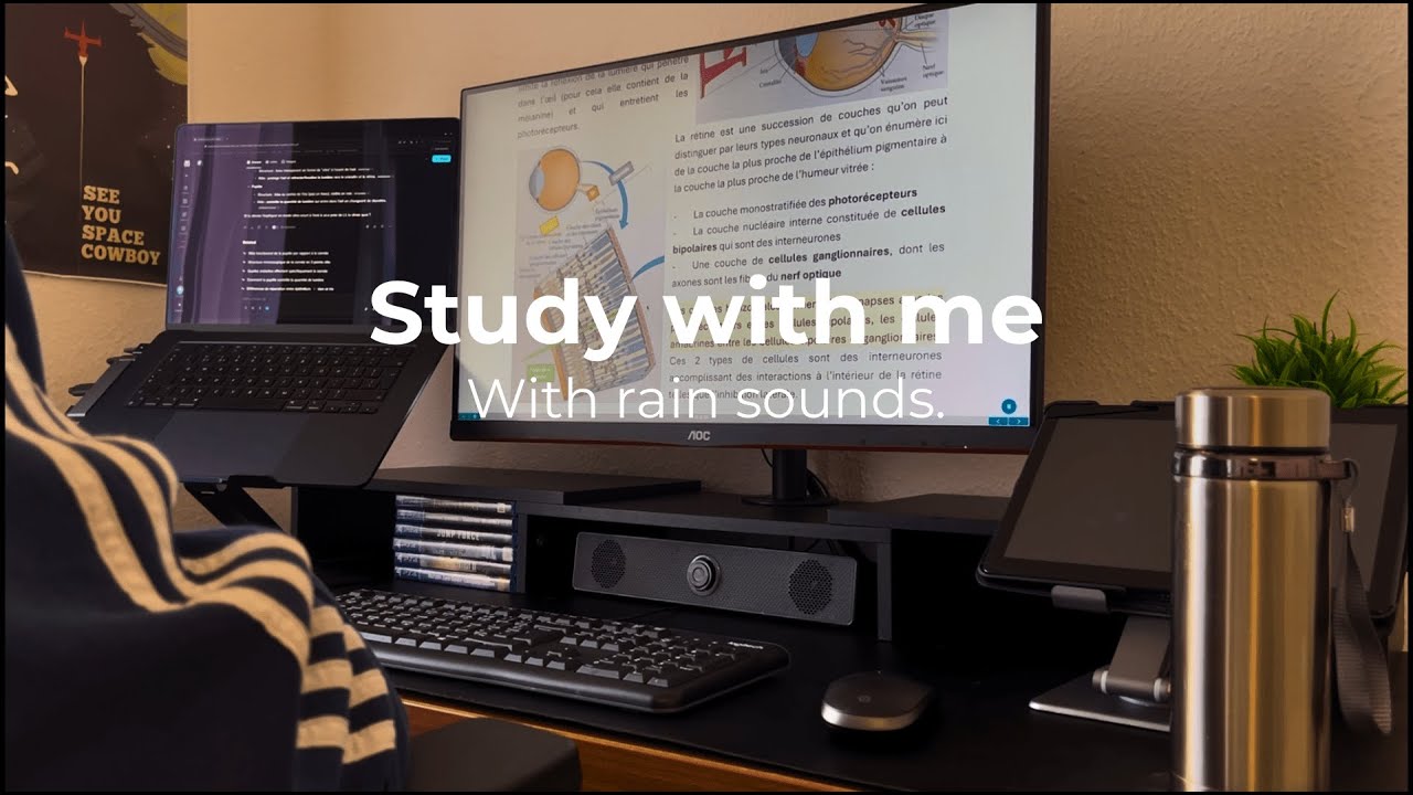 Study With Me ☁️ Daytime Focus | 50 Min Deep Work + Rain Sounds | No Music