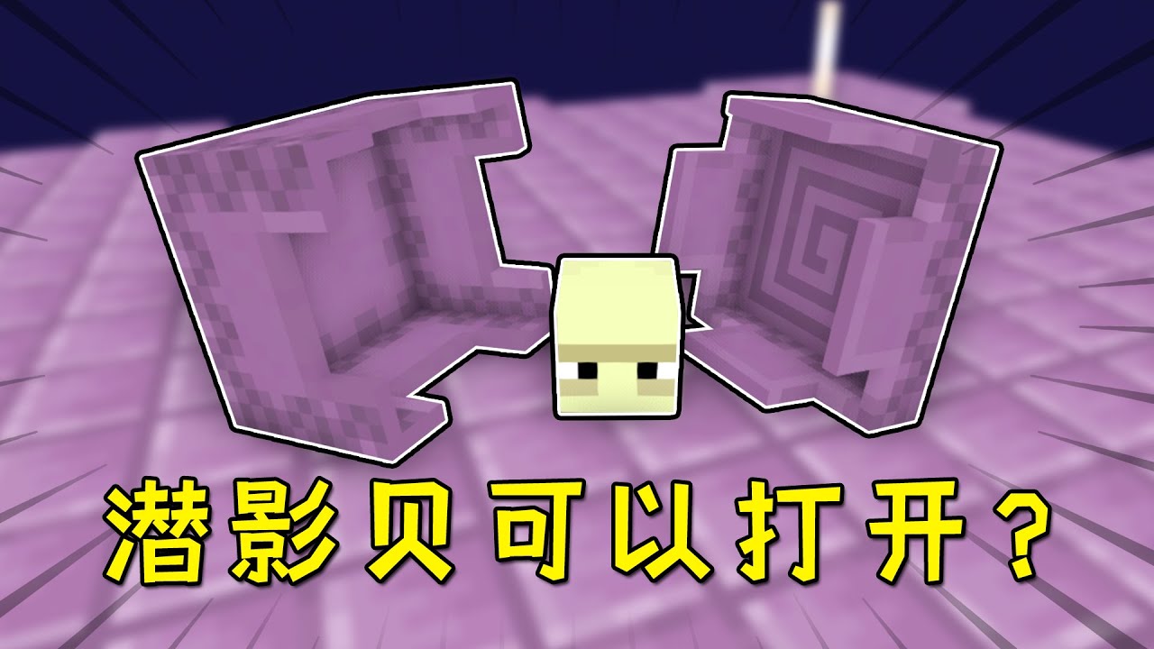 我的世界生存挑戰：如果潛影貝可以打開？貝殼頭還可以戴在頭上！ 【小包小包】