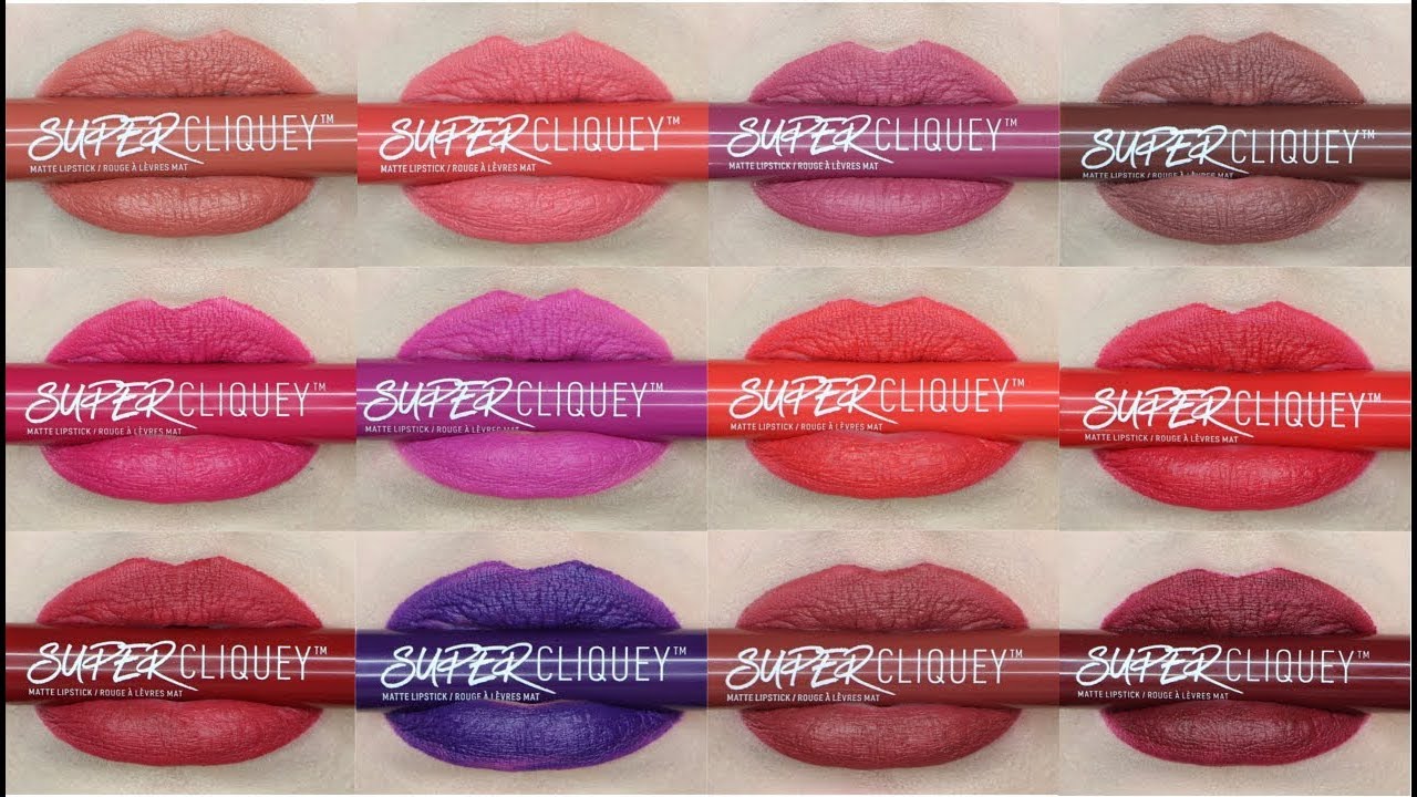 NYX SUPER CLIQUEY MATTE LIPSTICK LIP SHADE SWATCHES & REVIEW