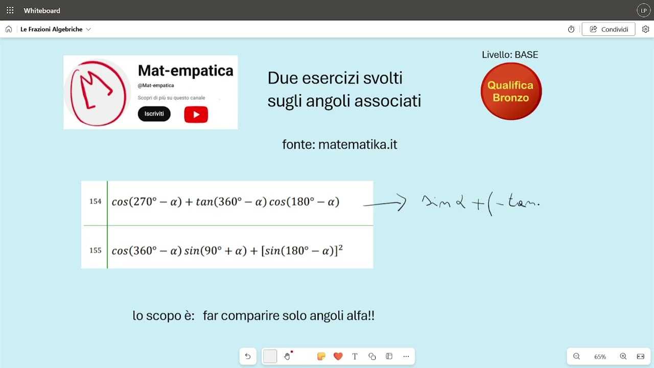 Goniometria- angoli associati: due esercizi svolti
