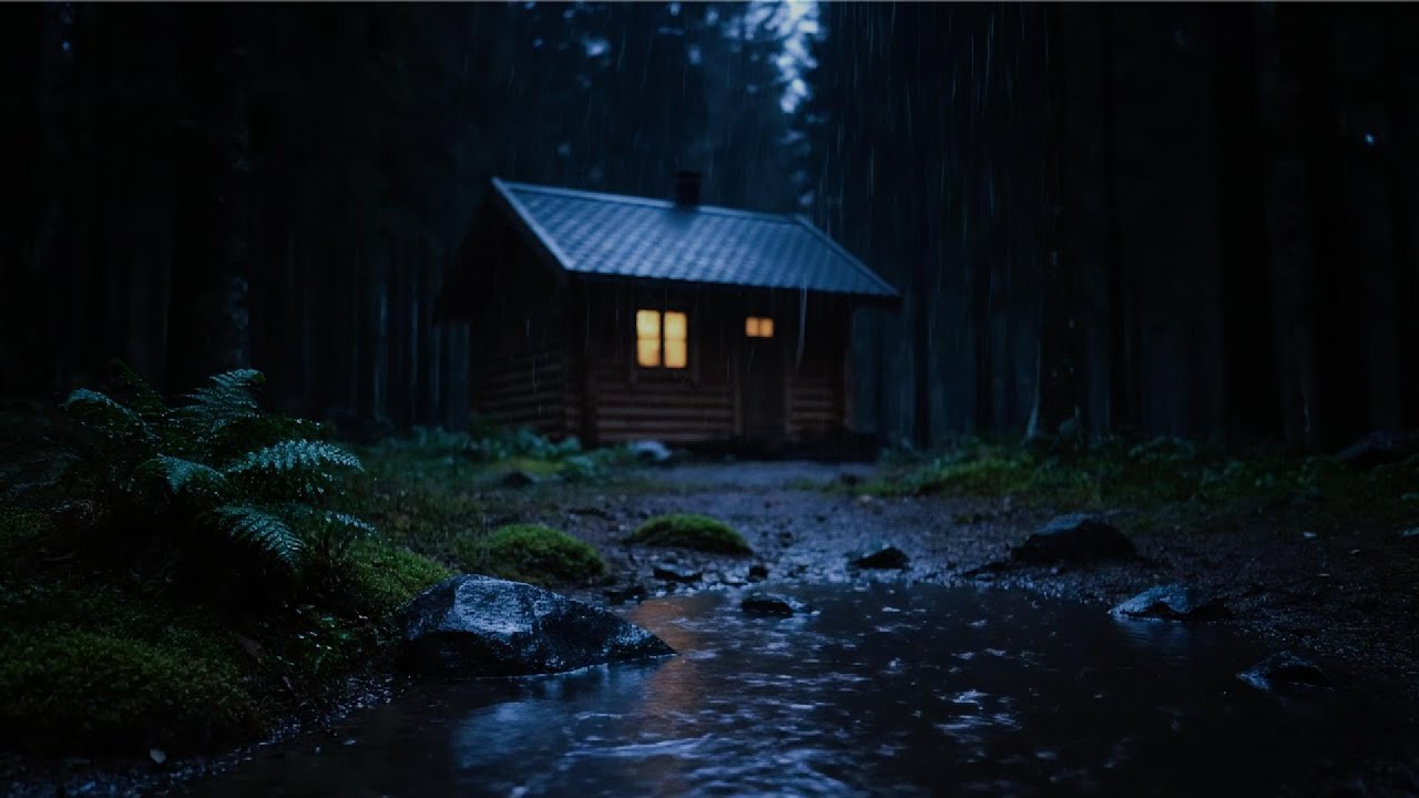 Heavy Rain Sounds for Deep Sleep 🌧️😴 | Night Thunderstorm in Cozy Cabin