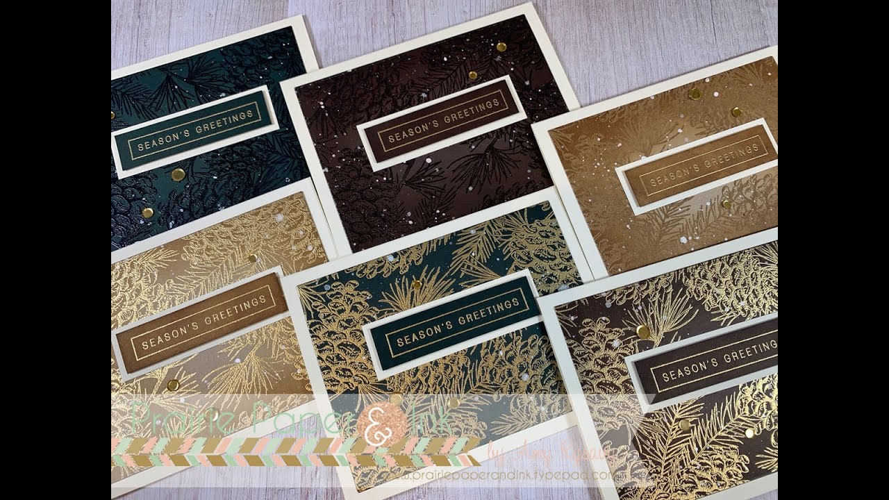 Easy Heat Embossed Christmas Cards | SSS Pinecone Background