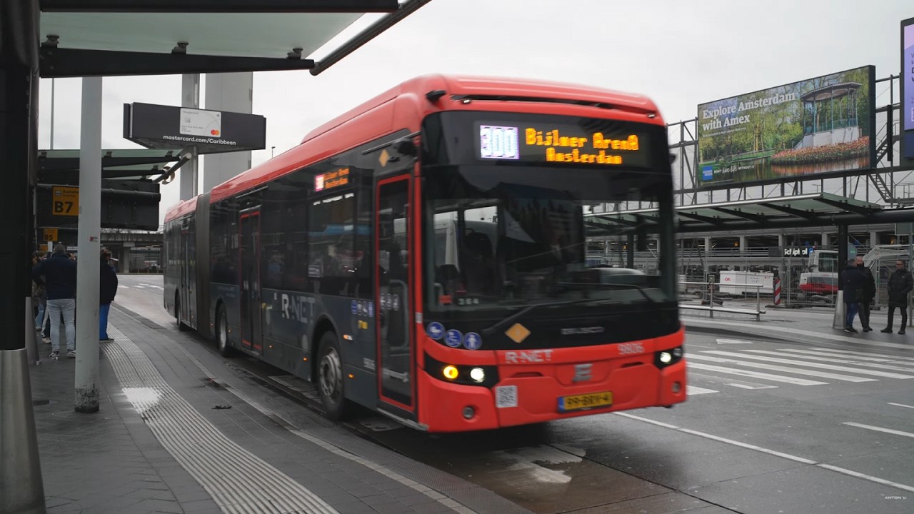 Netherlands, Amsterdam, bus 300 ride from Schiphol Airport to Amstelveen Busstation