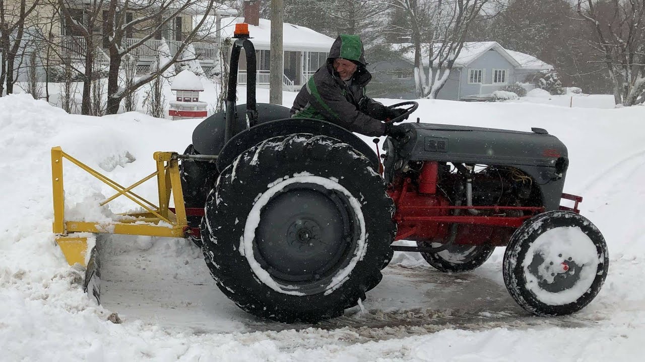 Plowing Heavy Wet Snow with the 1952 Ford 8N farm tractor after a Blizzard
