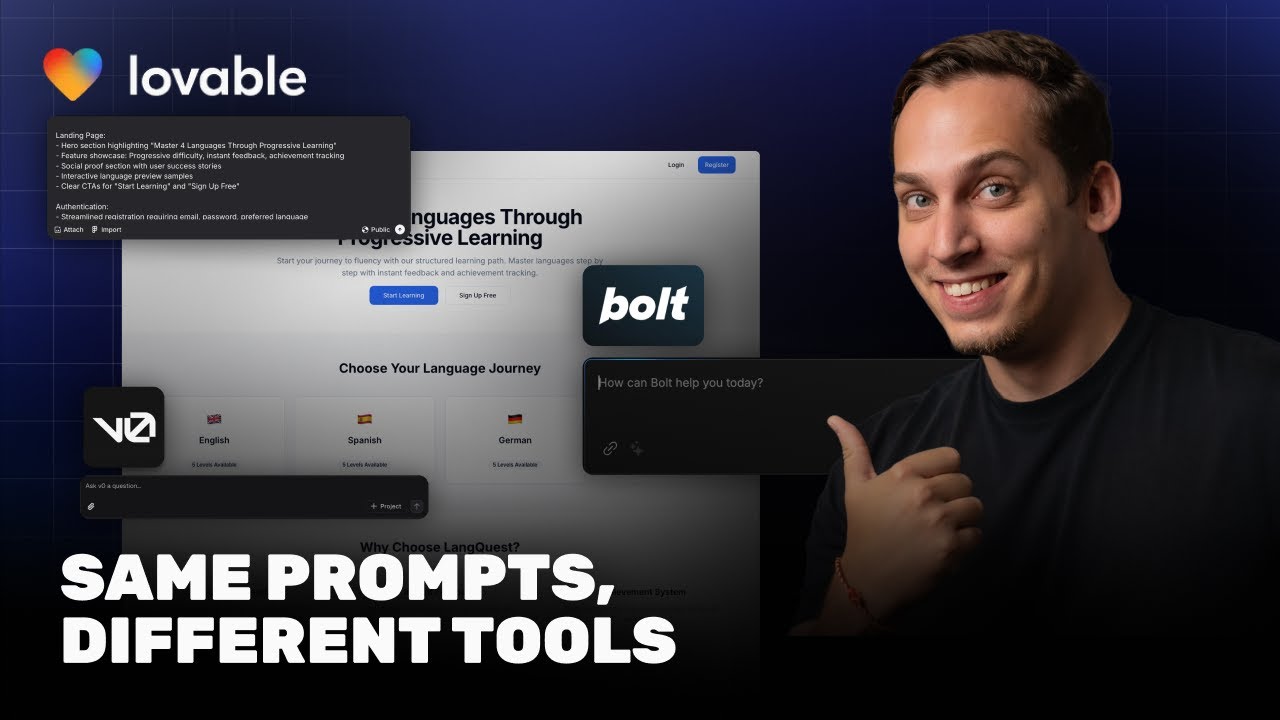 Lovable AI vs Bolt.new vs v0: Using Free Accounts and Same Prompts, Different Results
