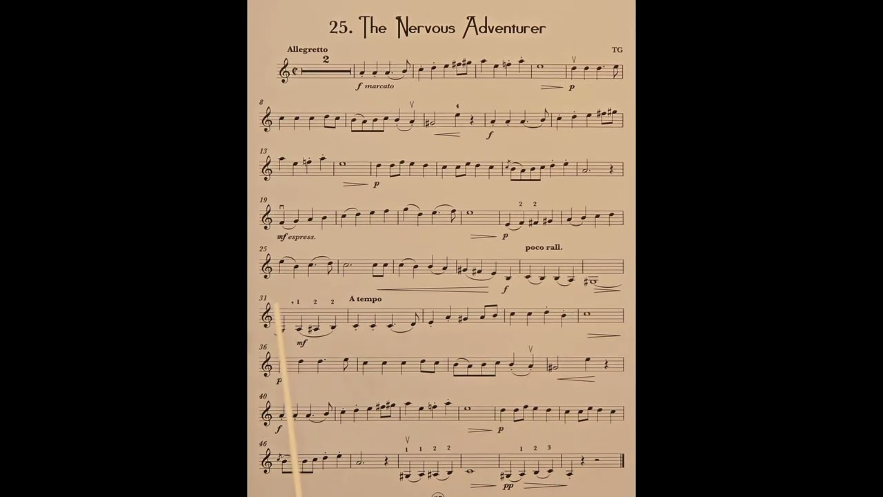 25 The Nervous Adventurer piano accompaniment at rehearsal speed