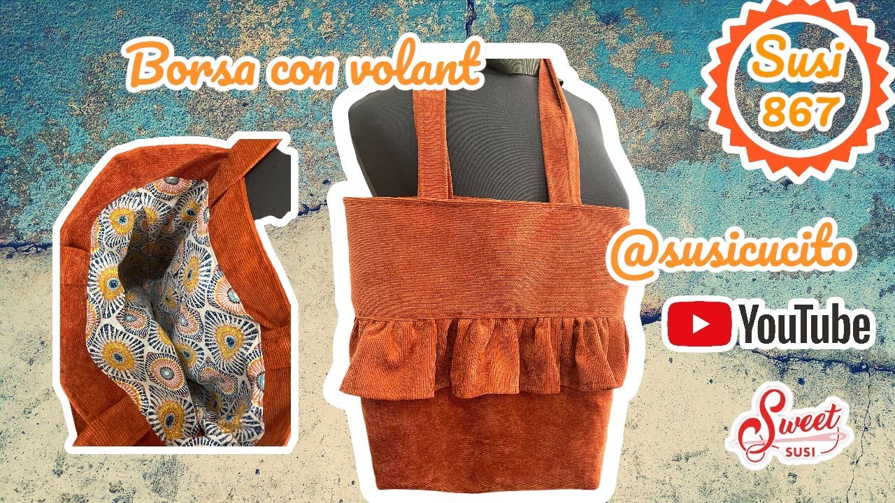 Facilissima Borsa in velluto con volant |Tutorial cucito creativo  susi 867