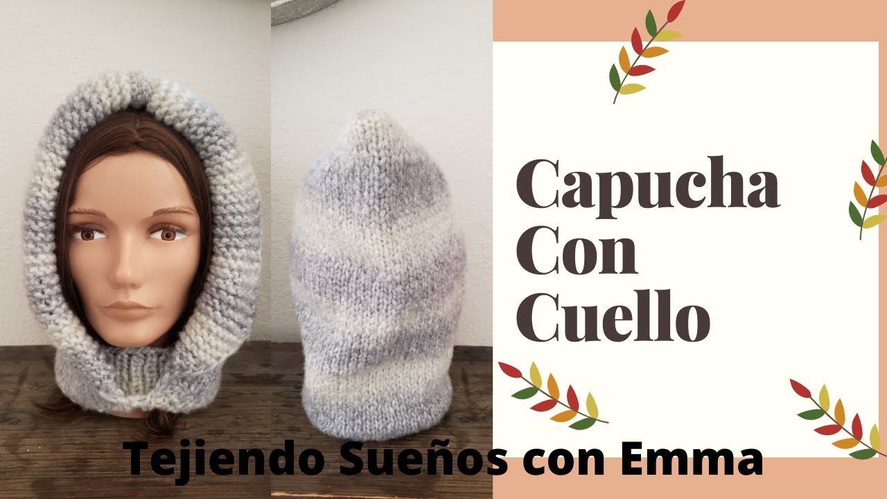 Como Hacer Capucha con Cuello Tejida en Dos Agujas