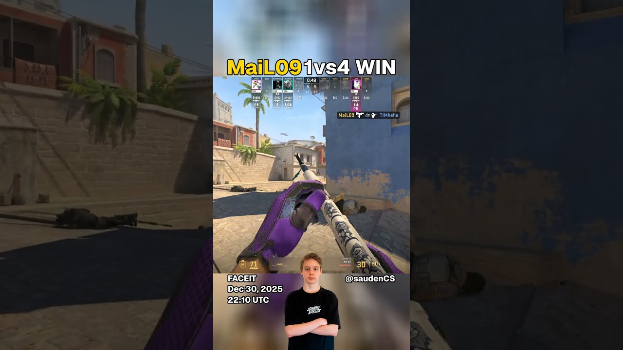 MaiL09 - 1vs4 WIN | FACEIT CS2 Highlight | Dec 30, 2025 22:10 UTC | Mirage