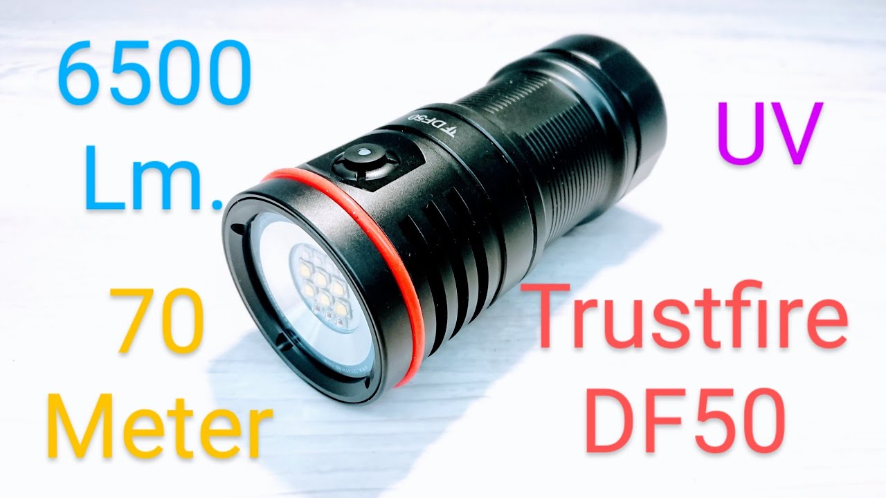 Trustfire DF50 Led Taschenlampe 6500 Lumen Diving Light Review Flashlight Beamshots keine MC3 MC5