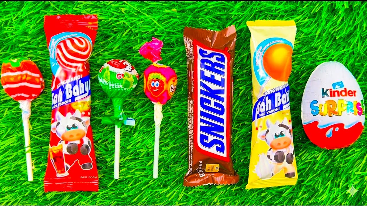 ASMR Most Popular Candys / some lots of colorful rainbow lollipop candy / unpacking chocolate eat