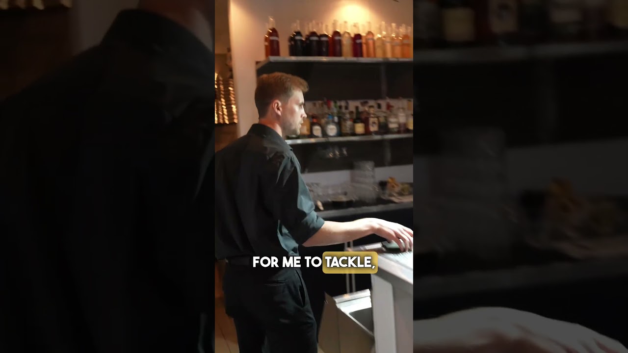Introvert bartender shows off service well dojo (he makes drinks for staff only)
