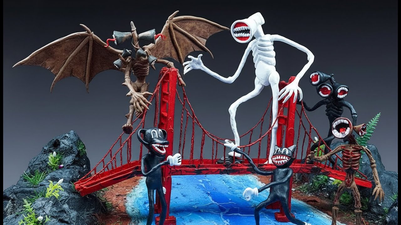 Creando Great Mother Megaphone, Siren Head Demon, Cartoon Cat -Trevor Henderson con arcilla