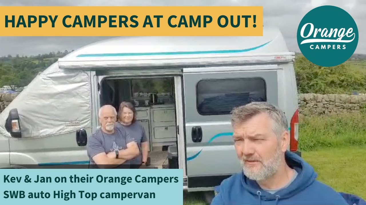Happy campers Kev and Jan on their SWB auto High Top Orange Campers Campervan!