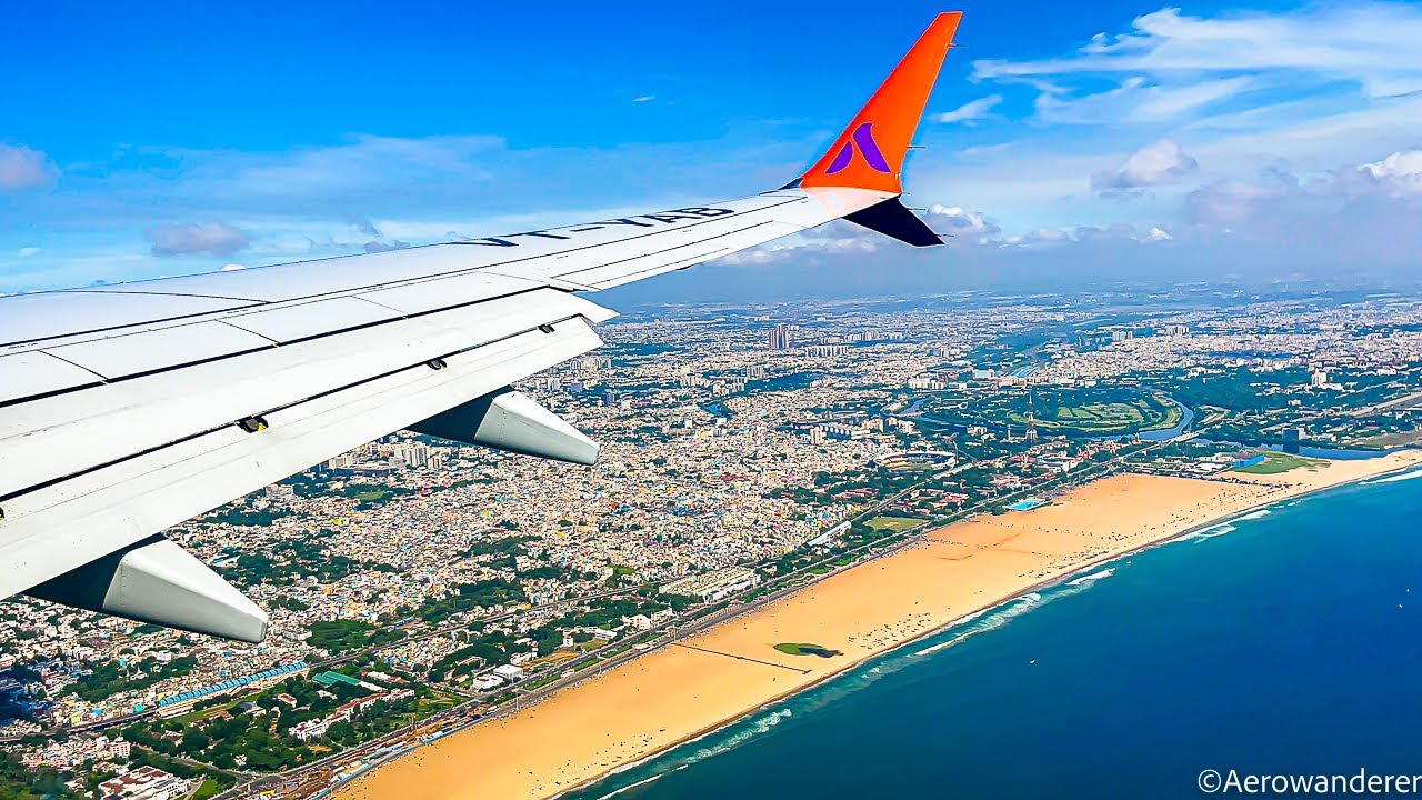 CHENNAI AERIAL VIEW - Scenic Approach + Landing