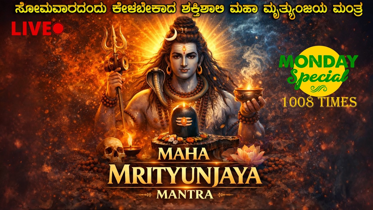 LIVE ಸೋಮವಾರದಂದು ಕೇಳಬೇಕಾದ ಶಕ್ತಿಶಾಲಿ ಮಹಾ ಮೃತ್ಯುಂಜಯ ಮಂತ್ರ | ಶಿವನ ಆಶೀರ್ವಾದ 🔱LIVE LORD SHIVA Mantra