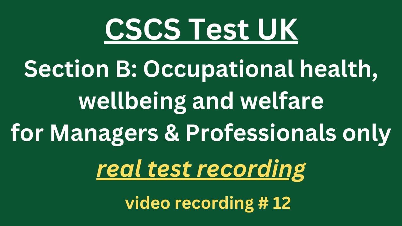 CSCS Test UK 2024 | CSCS Card UK | CSCS Test for Managers & Professionals| #12 #occupationalhealth