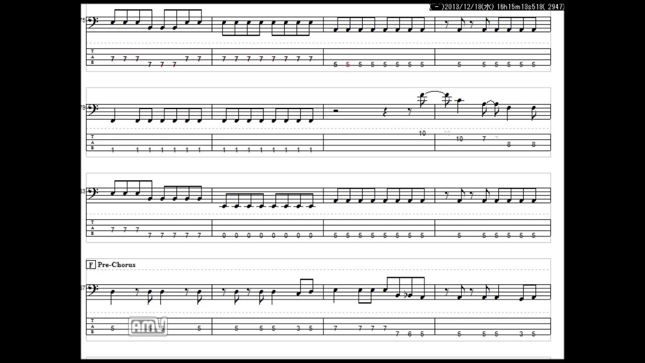 SCANDAL　LOVE SURVIVE　ベースTAB譜