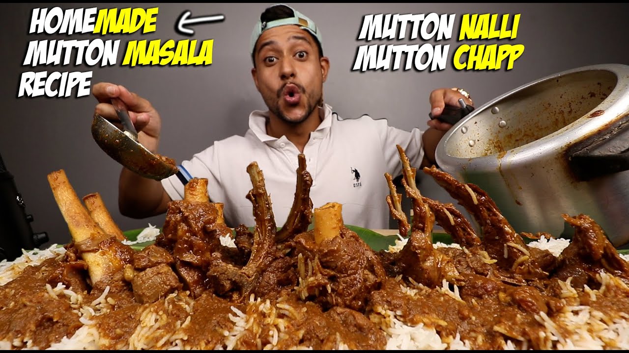 Homemade Spicy Mutton Masala Gravy With Steam Rice MUKBANG + RECIPE | Praveen Salal