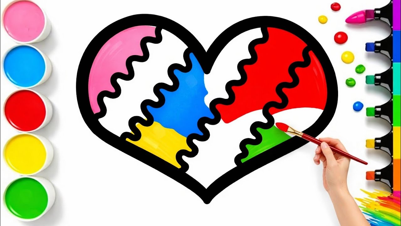 A Very Easy Rainbow Heart 🌈❤️ | Step by Step Drawing