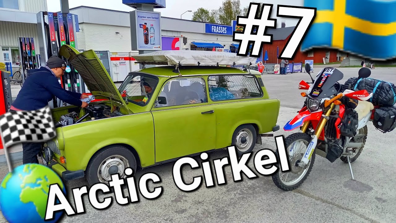 Motorradabenteuer Tag 7 in Schweden 🇸🇪 Mit dem Trabant 601 über den Polarkreis 🌍.  #transeurotrail