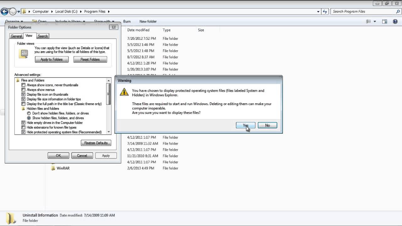 How to Show Hidden Files in Windows 7