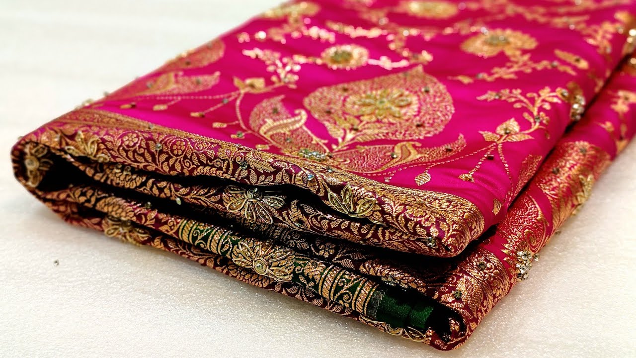 FUCHSIA PINK DESIGNER BANARSI SAREE IN ZARDOZI WORK & STONE WORK #BANARASISAREE #zarangsaree
