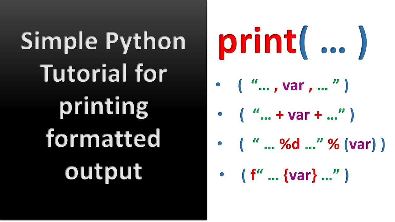 Simple Python Tutorial for printing formatted output #print() #modulo() #fstring #string