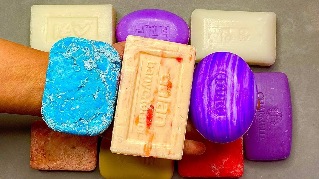 DRY SOAP CUTTING,PURPLE AND WHITE SOAP CUTTING : ASMR DRY SOAP CUTTING
