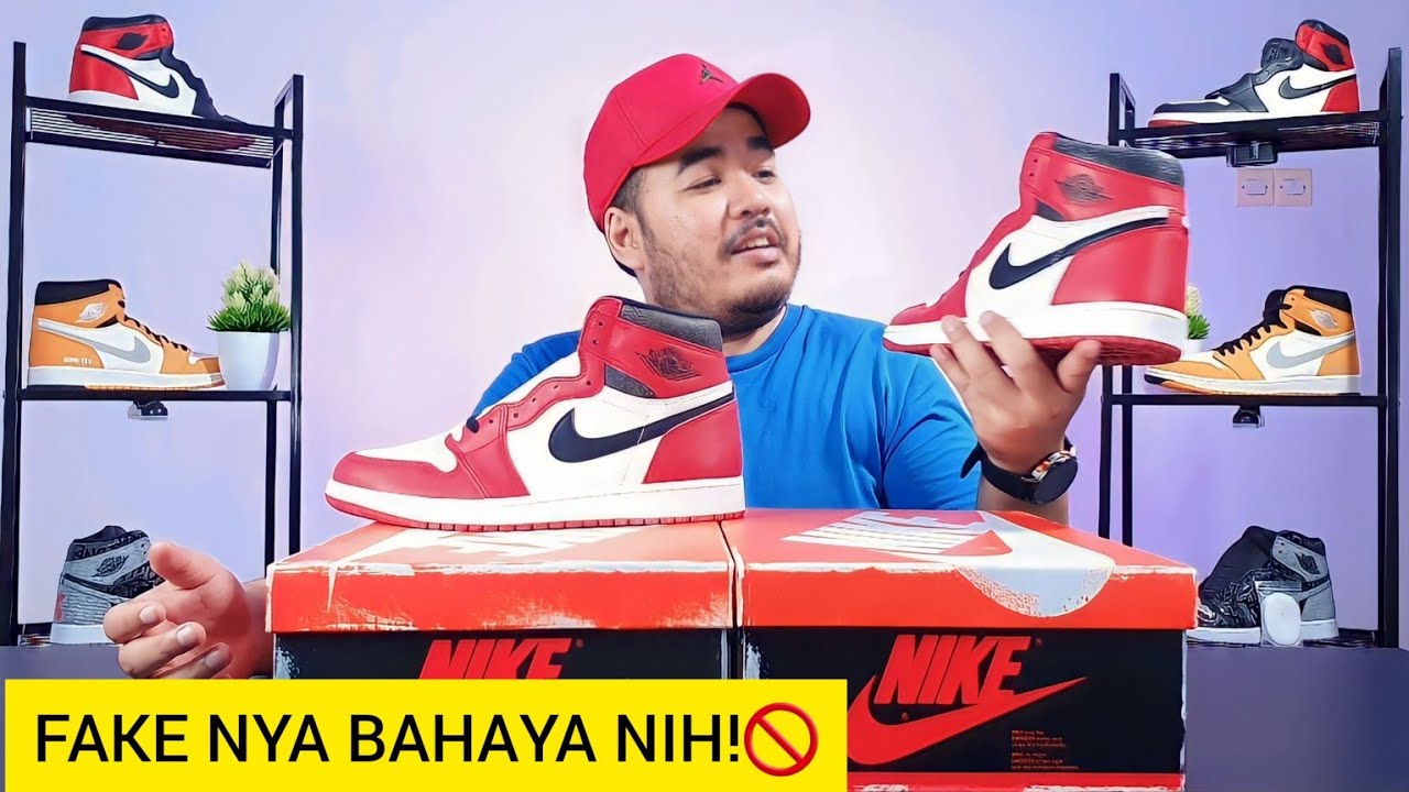 CARA BEDAIN JORDAN 1 HIGH OG LOST AND FOUND LEGIT (ASLI) VS FAKE (PALSU) INDONESIA