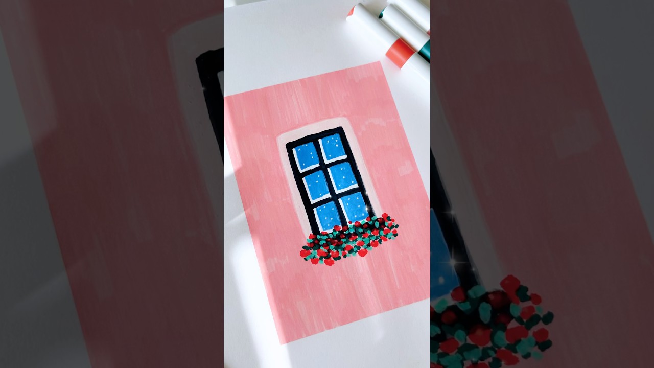 Cozy Window Drawing | Calm Art Process 🌙⭐ 
