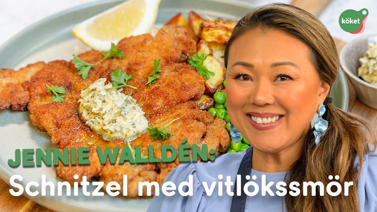 Schnitzel med citron- och vitlökssmör samt rosmarinpotatis - Köket