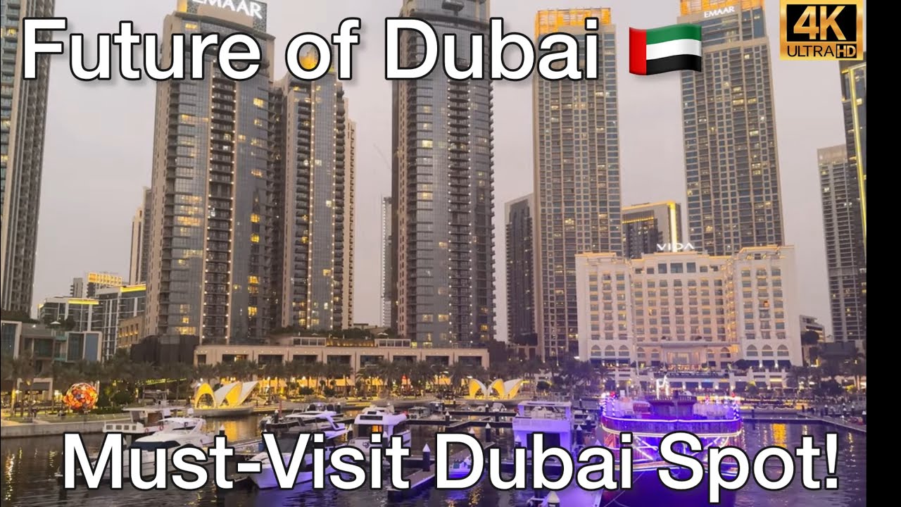 Dubai Creek Harbour at Sunset  | Stunning Waterfront Views & Skyline in 4K