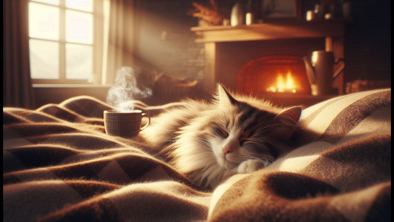 Fireplace Crackling & Cat Purring ASMR for Sleep | Cozy Cottage Ambience
