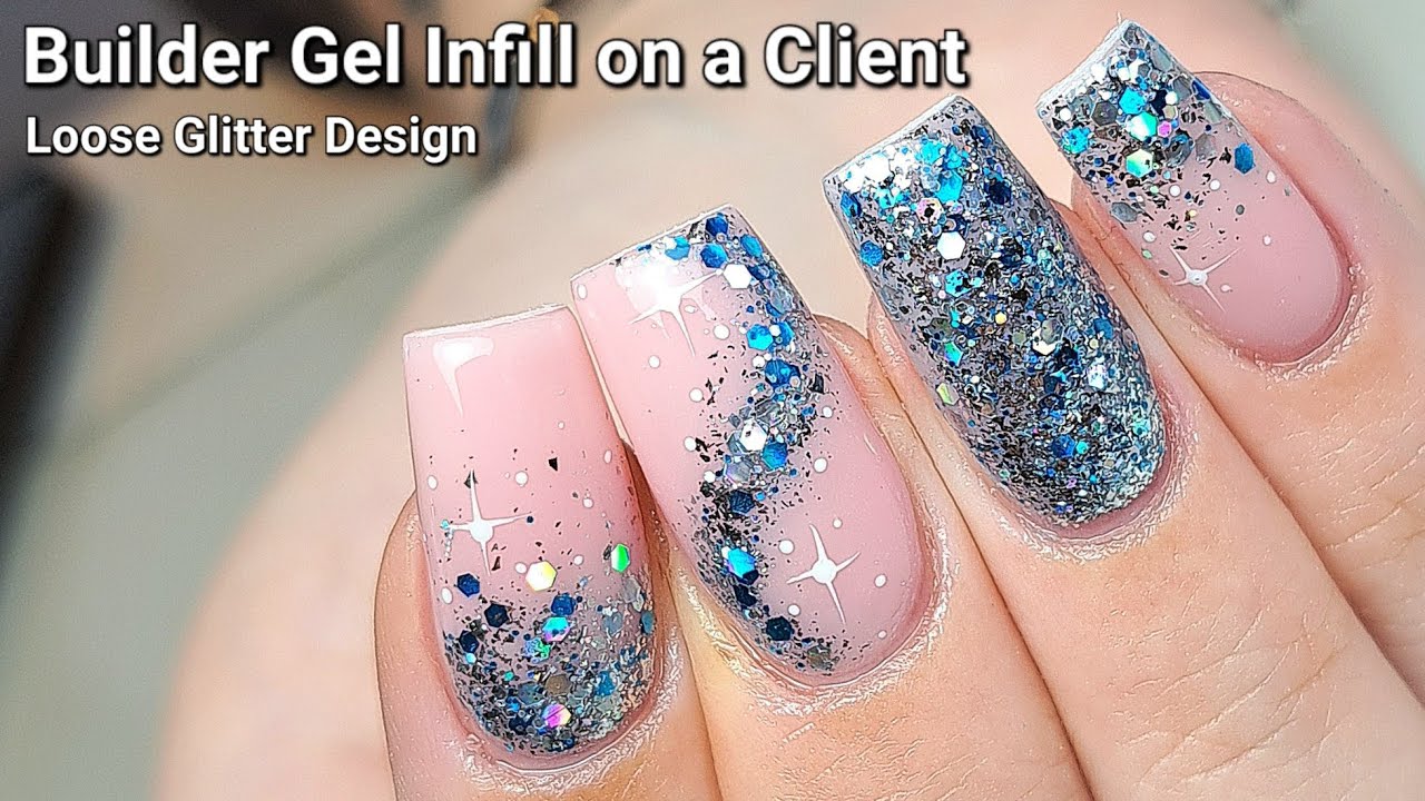 WATCH ME WORK: Glitterbels HEMA Free Builder Gel Infill with Loose Glitter Nail Art