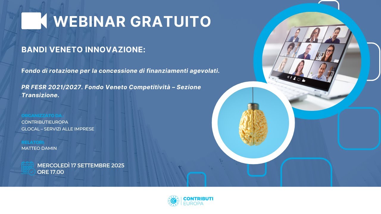 NUOVO WEBINAR GRATUITO: Bandi Veneto Innovazione