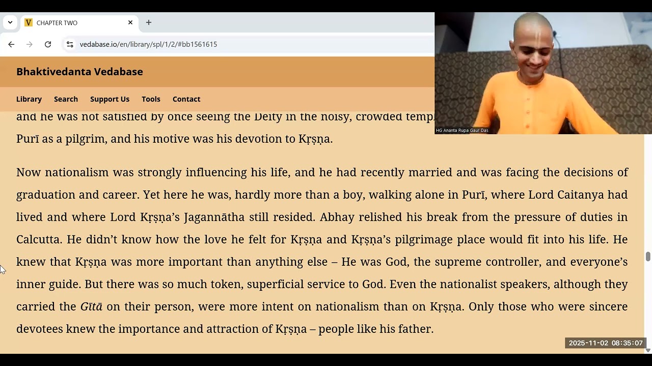 Srila Prabhupada Lilamrita Chapter 2 Day 4 2nd Nov 2025 HG Ananta Rupa Gaur Das