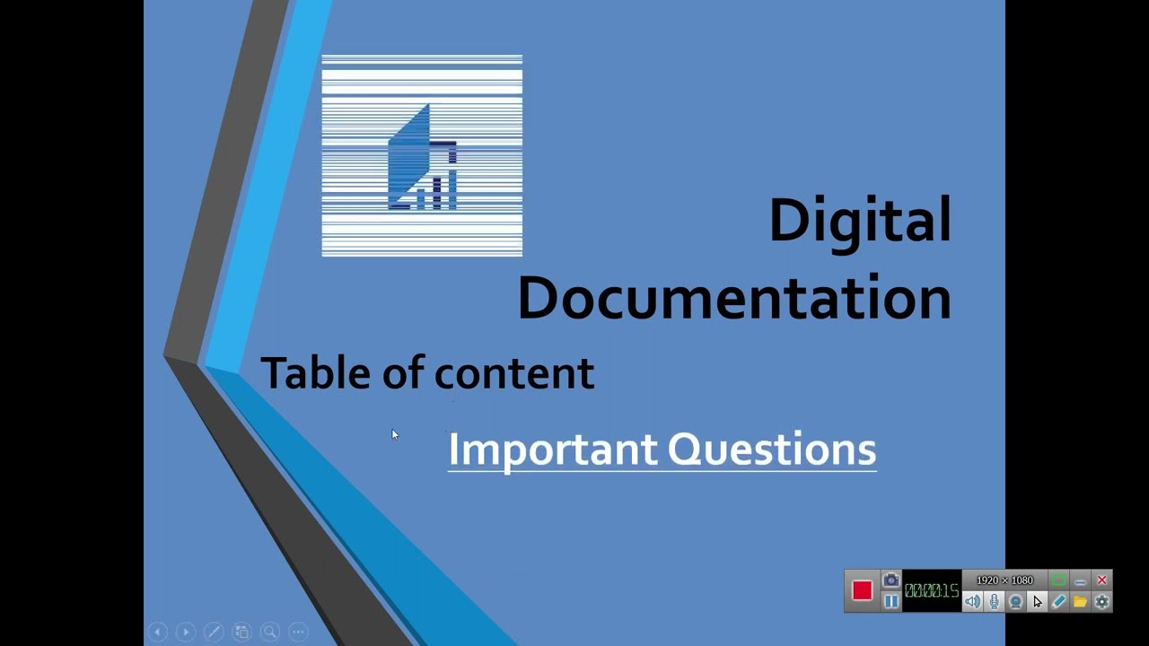 DIGITAL DOCUMENTATION || TABLE OF CONTENTS (TOC) IMPORTANT QUESTIONS