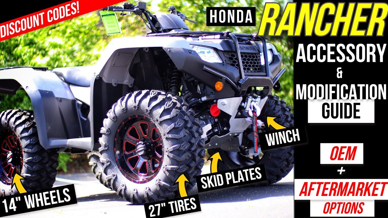 Руководство по аксессуарам для квадроцикла Honda Rancher 420: увеличенные колеса и шины, лебёдка + защита А-образных рычагов и защита днища