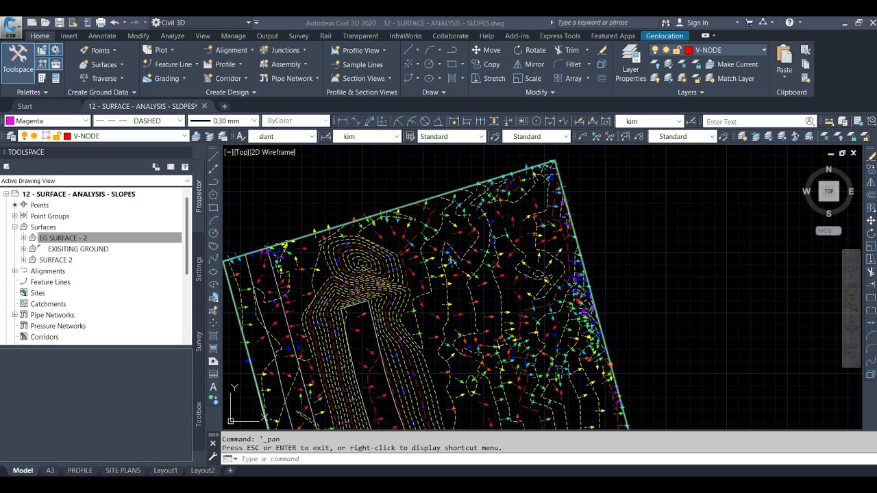 12 - Surface Analysis - Slopes and Slope Arrows in AutoCAD Civil 3D