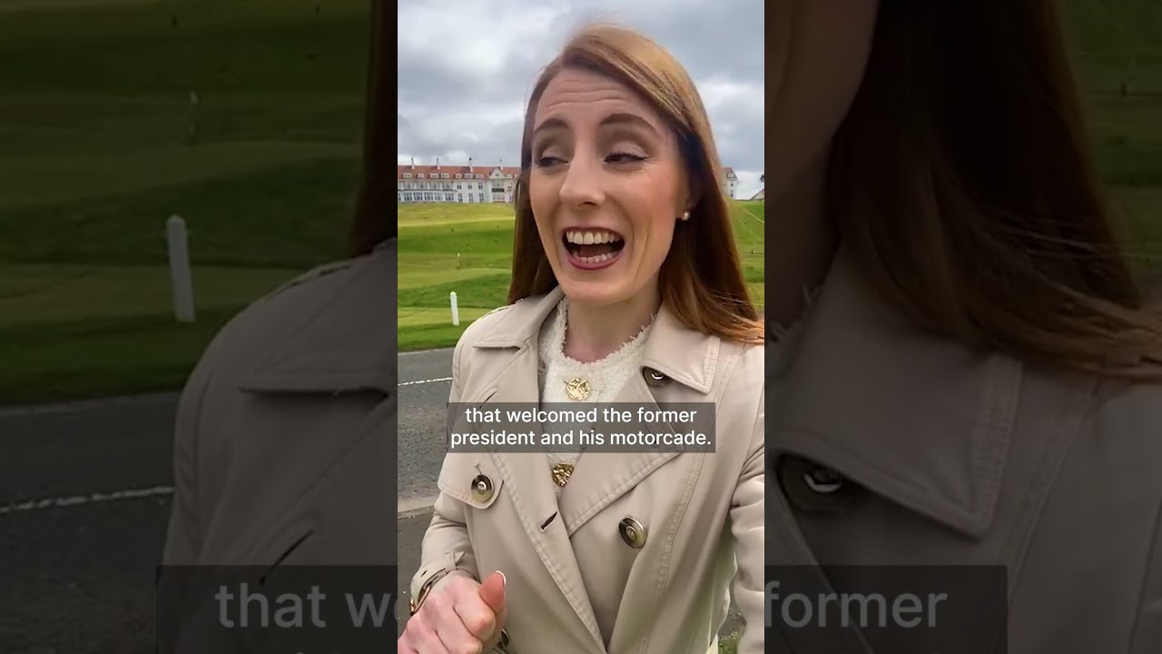Pipe band welcome for Donald Trump at Turnberry