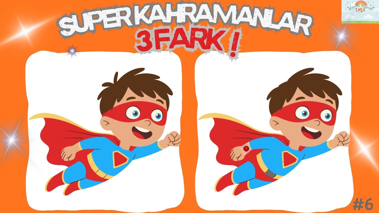 Süper Kahramanlar 3 Farkı Bulabilir misin? 🦸‍♂️ | Dikkat Testi #6 #neşeliikanal #kidslearning