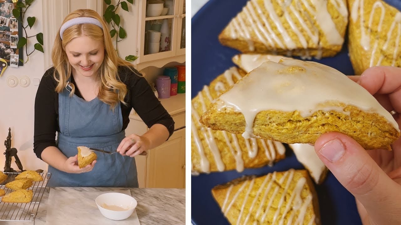 Pumpkin Scones with Maple Glaze