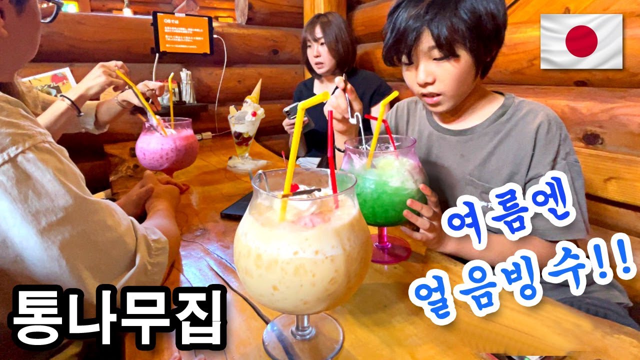 (한일부부) 시원한 통나무집에서 알록달록 얼음빙수 한사발 했습니다!#일본 #한일부부