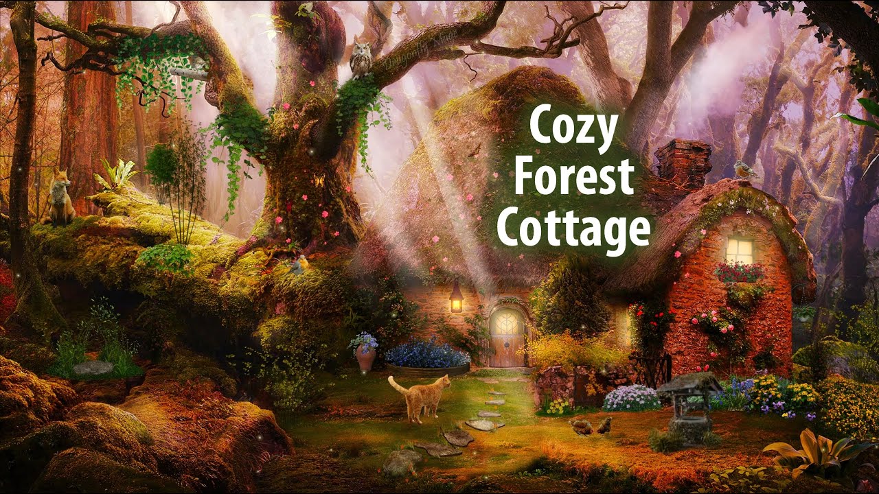 Cozy Forest Cottage 🌲 ASMR Ambience (birds singing, chickens, crickets, rainfall)