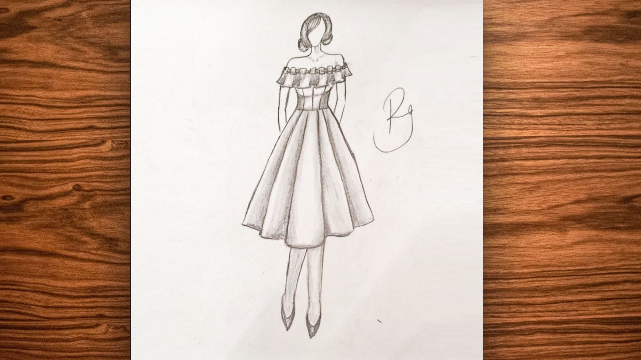 How to Draw a Girl in Beautiful Dress | Easy Pencil Sketch for Beginners
