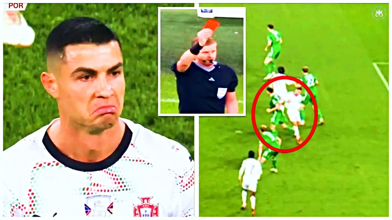RED CARD for an ANGRY Cristiano Ronaldo vs Ireland 🔴
