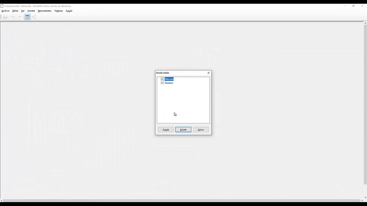 LibreOffice Base: Relaciones entre tablas